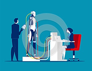 Robotics and technology. Concept business vector illustration, Robot, Technology, Artificial intelligence