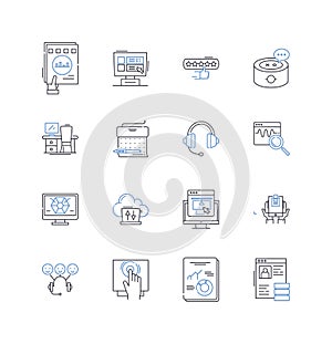 Robotics technology line icons collection. Automation, Machine, Intelligence, Programmable, Circuitry, Controls