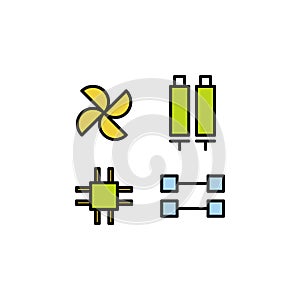 Robotics tools utensils outline icon. Signs and symbols can be used for web, logo, mobile app, UI, UX on white