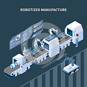 Robotized Manufacturing Isometric Composition photo