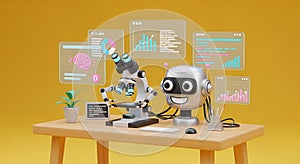 Robots Analyzing Data with Digital Charts and Graphs in Modern Office Setting