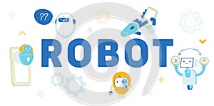 Robots, Artificial Intelligence in Human Life Concept. Chatbot Help Clients Online Answer Questions, Translating Texts