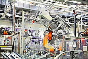 Robots in a car factory