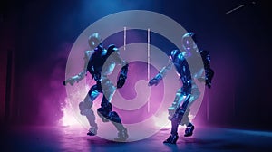 Robots dance at a nightclub. AI generated