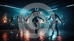 Robots dance at a nightclub. AI generated