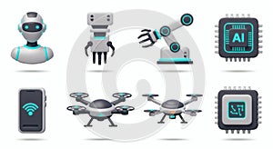 Robots Drones and Ai Technology Illustration for Innovation and Future