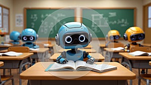 Robots Engaged in Learning in a Classroom Setting During the Day