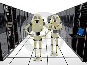 Robots guarding computers