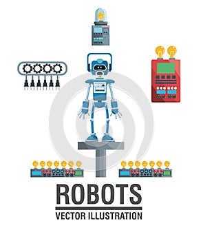 Robots industry engineering technology poster