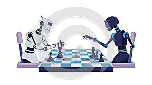 Robots Playing Chess AI Strategy Artificial Intelligence Vector, vector design Generative AI