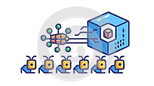 Robots processing data: AI automation and efficient information management. vector design Generative AI