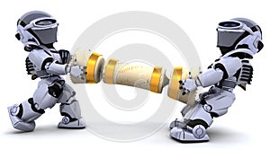 Robots pulling on a christmas cracker photo