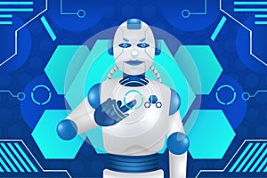 Robots rule the tech world, 3d illustration