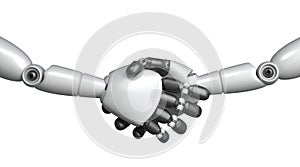 Robots shaking hands. 3D Rendering.