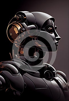 Robots. Soldier Robot hyper realistic. Conceptual project 2025. Futuristic interpretation. Illustration for advertising, cartoons