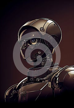 Robots. Soldier Robot hyper realistic. Conceptual project 2025. Futuristic interpretation. Illustration for advertising, cartoons photo