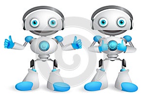 Robots vector character set. Funny mascot robot design element photo
