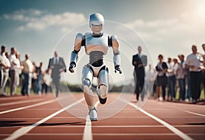 Robots are winning the race against humans concept