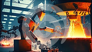Robots working in a steel mill