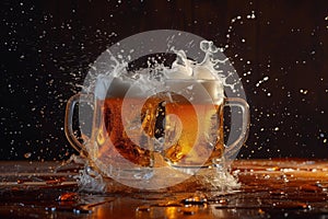 Robust Beer mug clashing. Generate Ai photo