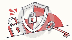 Robust Digital Security Lock & Key, Cybersecurity Concept, vector design Generative AI