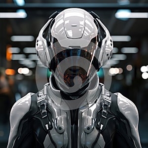 Robust Man cyber helmet. Generate Ai