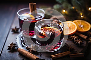 Robust Mulled wine cocktail. Generate Ai photo