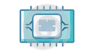 Robust Processor Chip Icon with Square Core, vector design Generative AI