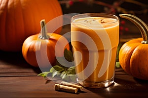 Robust Pumpkin healthy drink glass. Generate Ai