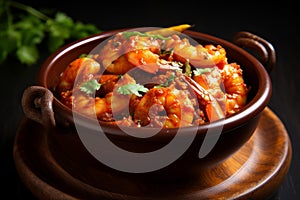 Robust Shrimp spicy sauce food. Generate Ai