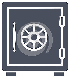 Robust strongbox icon with combination lock for secure valuable storage and financial protection