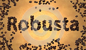 Robusta Coffee Bean on Old Paper