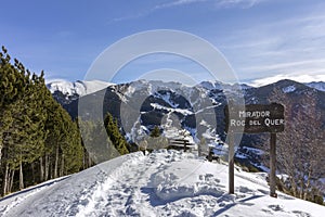 Roc Del Quer sightseeing trekking trail. Andorra.