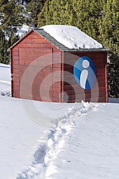 Roc Del Quer sightseeing trekking trail, tourist information booth. Andorra. photo