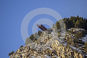 Roc Del Quer sightseeing, view from village of canillo. Andorra.