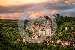 Rocamadour, a village in southwestern France. The sanctuary here has attracted pilgrims from many countries for centuries