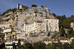 Rocamadour village wide landscape daylight view , France