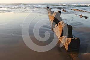 Rocas en la playa de Sopelana, Bizkaia photo