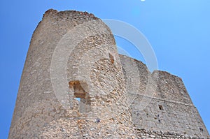 Rocca Calascio. Calascio castle. The tower XI century in the midle of the castle.