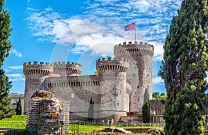 The Rocca Pia castle fortress in Tivoli - Italy during a sunny spring day - a landmark near Rome in Lazio