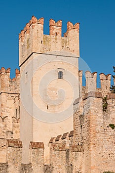 Rocca Scaligera castle in Sirmione town on the Garda Lake, Brescia, Italy