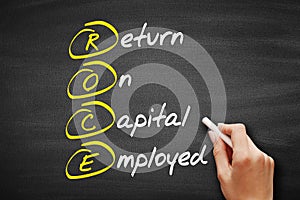 ROCE - Return On Capital Employed, acronym business concept on blackboard