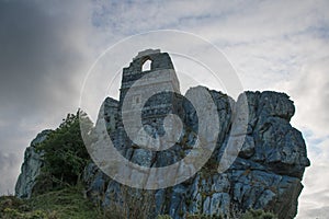 Roche Rock, Cornwall, a ruined chapel perched high on a rock