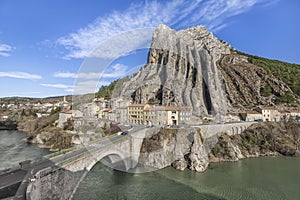Unusual shaped rock in Sisteron, France photo