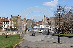 View of the green in front of the Castle and Cathedral in Rochester on March 24, 2019.