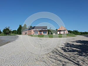 Rochus Open Air Museum, two buildings with paved ground, Moravia, Czech republic