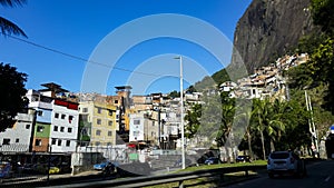 Rocinha community, lots of people, lots of houses, shops. Rio de Janeiro, Brazil