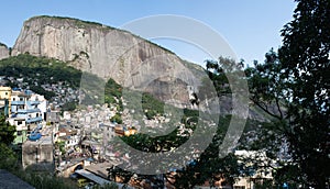 Rocinha, Rio de Janeiro, Brazil, favela, slum, skyline, mountain, close up, forest, overview, view from above, details photo