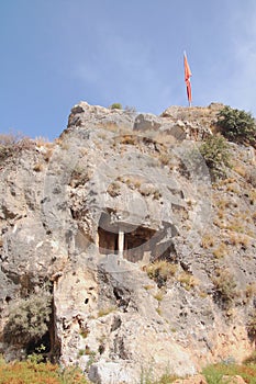 Rock and ancient Licia tomb. Fethiye, Turkey photo
