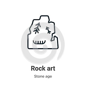 Rock art outline vector icon. Thin line black rock art icon, flat vector simple element illustration from editable stone age